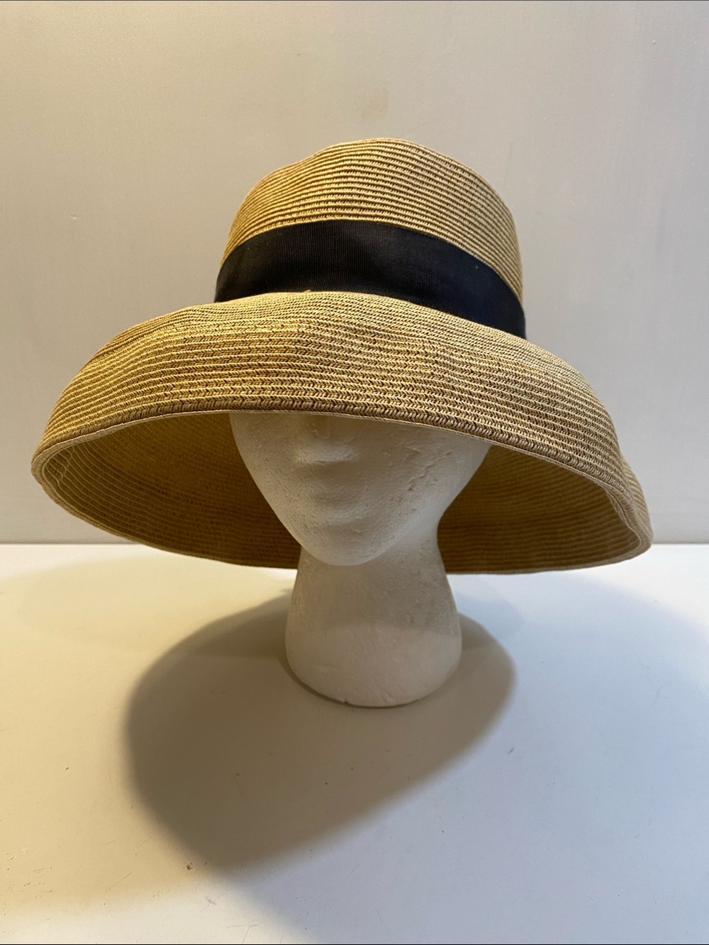 TALBOTS Straw Sun Hat with Black Band - Women's Summer Accessory